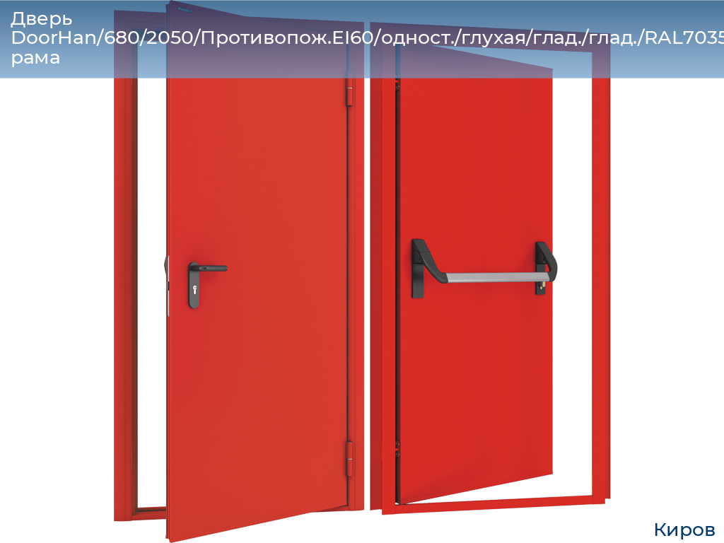 Дверь DoorHan/680/2050/Противопож.EI60/одност./глухая/глад./глад./RAL7035/лев./угл. рама, kirov.doorhan.ru