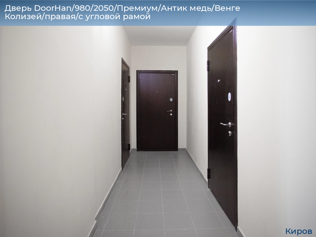 Дверь DoorHan/980/2050/Премиум/Антик медь/Венге Колизей/правая/с угловой рамой, kirov.doorhan.ru